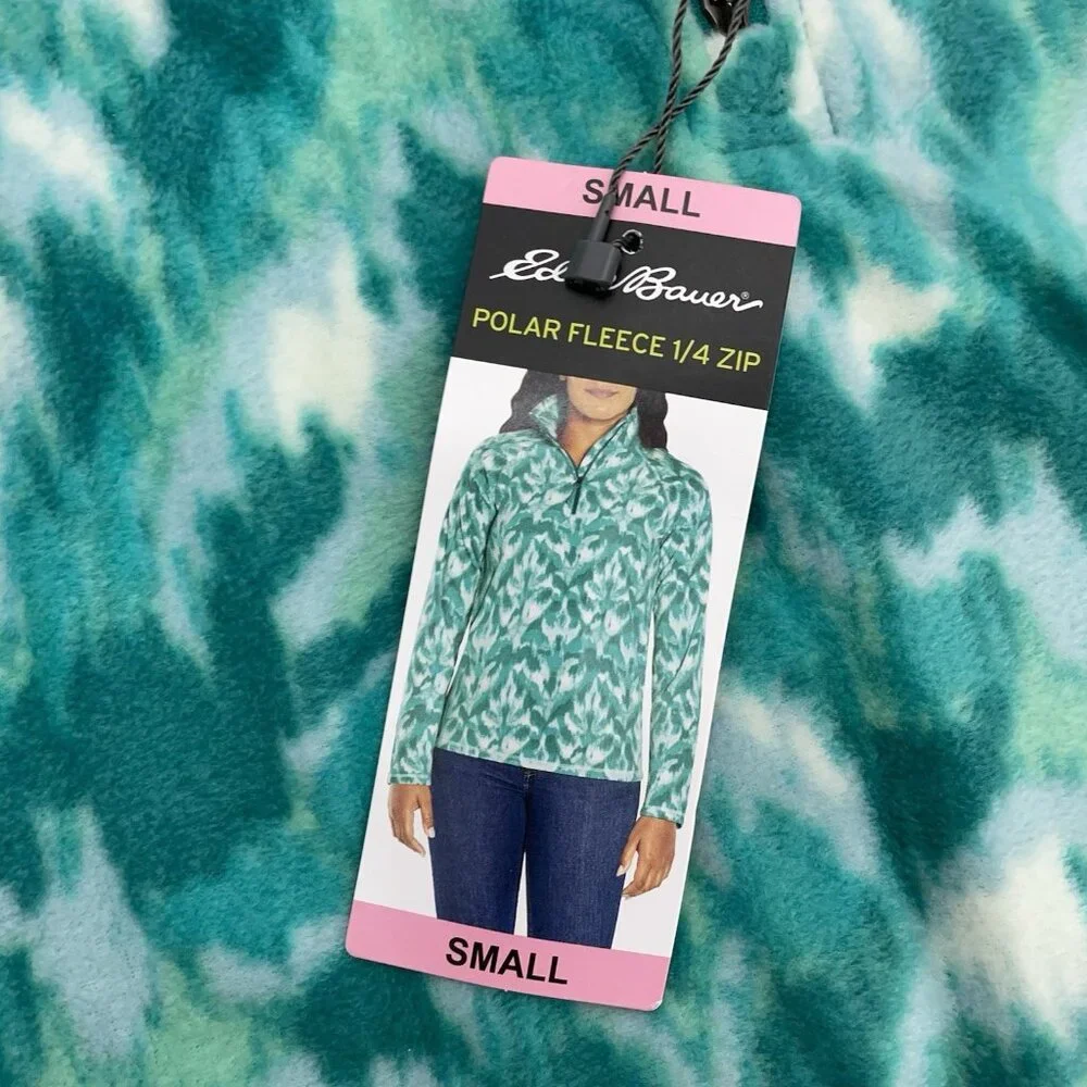 Eddie Bauer 1/4 Zip Polar Fleece Pullover Jacket Leaf Green Womens S